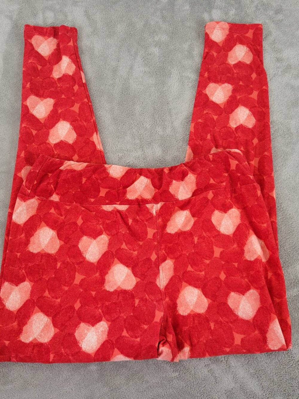 LuLaRoe TC‎ Leggings Tall Curvy Red Valentine Fingerprint Heart Pants RED17E